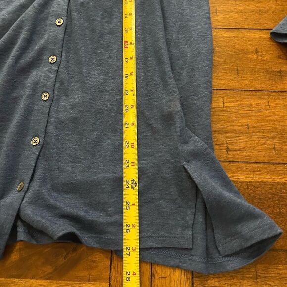 J. Jill Womens Love Linen Blue V-Neck Cardigan Sweater Size Small lightweight - Picture 4 of 9